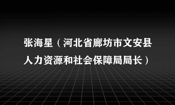 张海星（河北省廊坊市文安县人力资源和社会保障局局长）