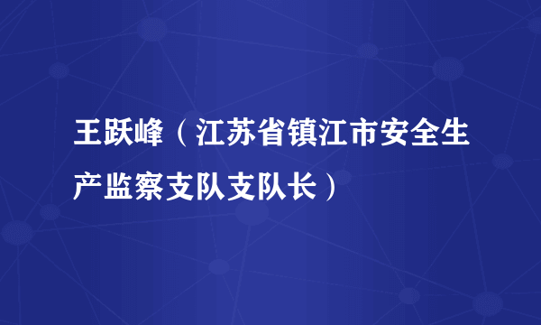 王跃峰（江苏省镇江市安全生产监察支队支队长）