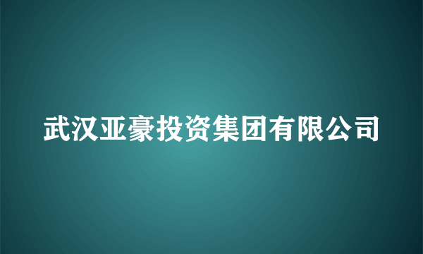 武汉亚豪投资集团有限公司