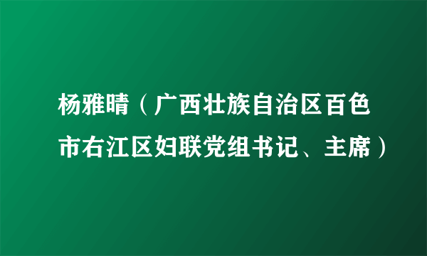 杨雅晴（广西壮族自治区百色市右江区妇联党组书记、主席）