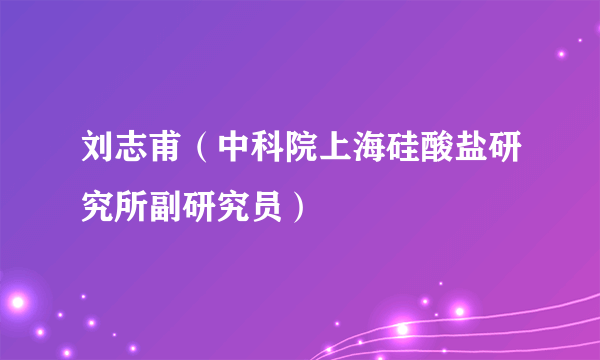 刘志甫（中科院上海硅酸盐研究所副研究员）