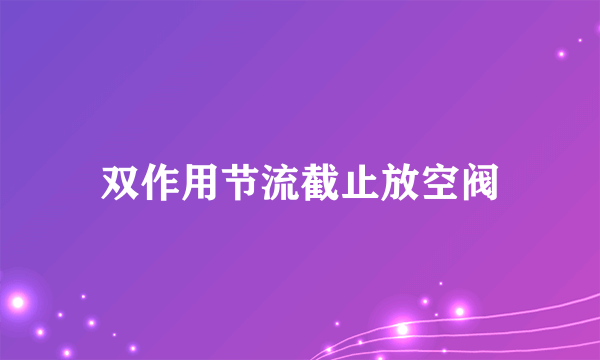 双作用节流截止放空阀