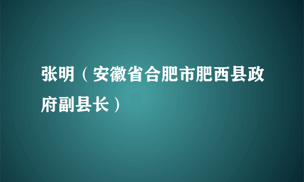 张明（安徽省合肥市肥西县政府副县长）