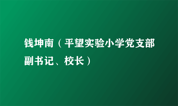 钱坤南（平望实验小学党支部副书记、校长）