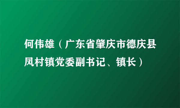 何伟雄（广东省肇庆市德庆县凤村镇党委副书记、镇长）