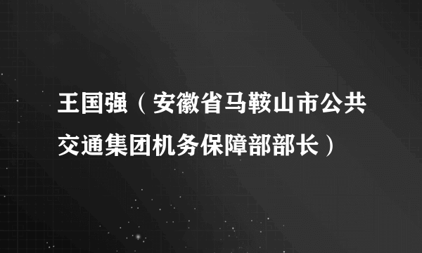 王国强（安徽省马鞍山市公共交通集团机务保障部部长）