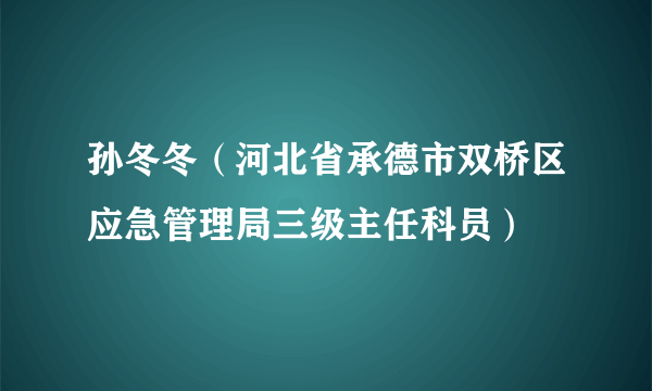 孙冬冬（河北省承德市双桥区应急管理局三级主任科员）