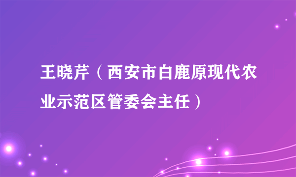 王晓芹（西安市白鹿原现代农业示范区管委会主任）