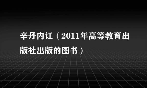 辛丹内讧（2011年高等教育出版社出版的图书）