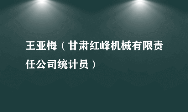 王亚梅（甘肃红峰机械有限责任公司统计员）