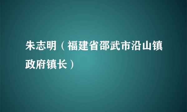 朱志明（福建省邵武市沿山镇政府镇长）