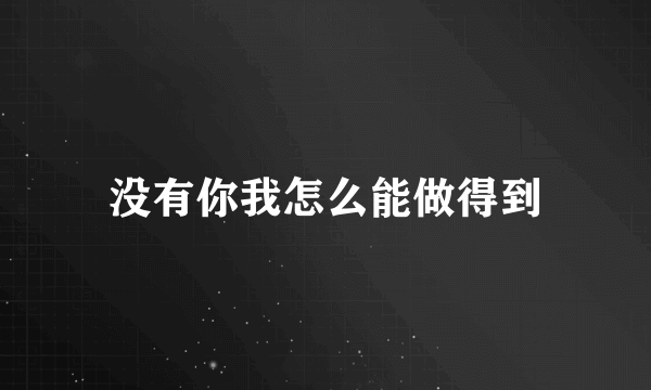 没有你我怎么能做得到