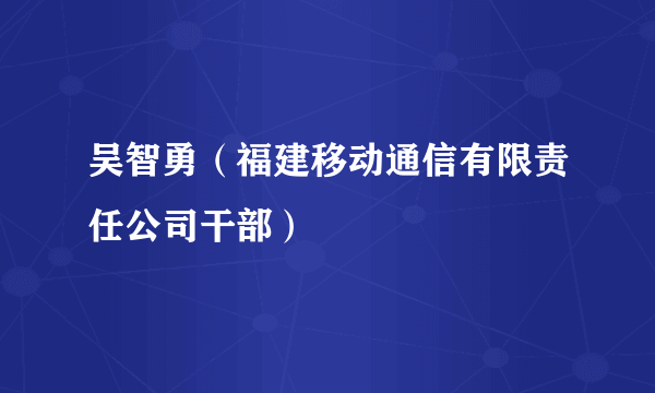 吴智勇（福建移动通信有限责任公司干部）