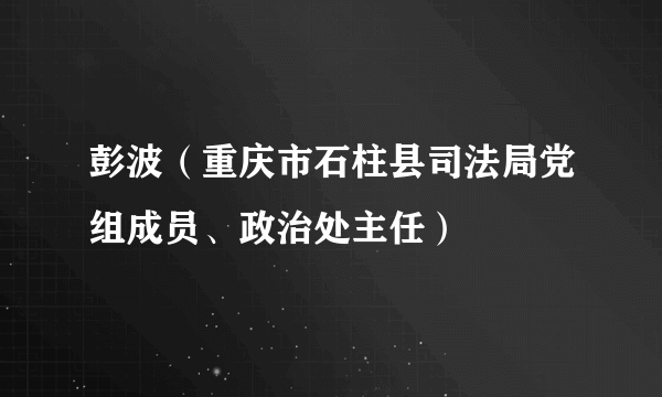 彭波（重庆市石柱县司法局党组成员、政治处主任）