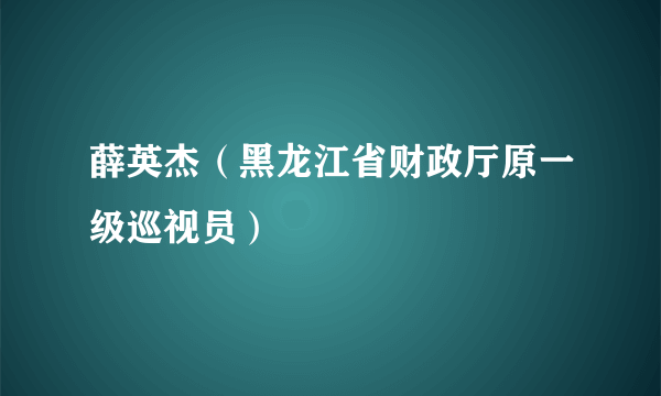 薛英杰（黑龙江省财政厅原一级巡视员）