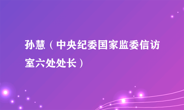 孙慧（中央纪委国家监委信访室六处处长）