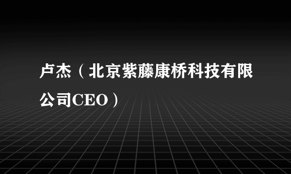 卢杰（北京紫藤康桥科技有限公司CEO）