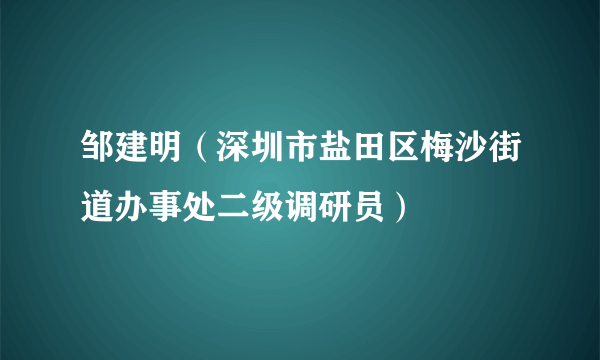 邹建明（深圳市盐田区梅沙街道办事处二级调研员）