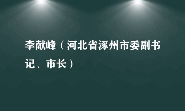 李献峰（河北省涿州市委副书记、市长）