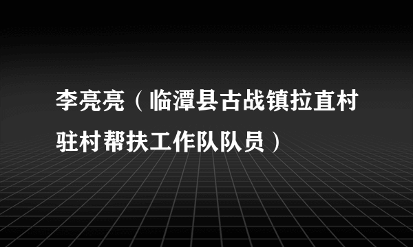 李亮亮（临潭县古战镇拉直村驻村帮扶工作队队员）