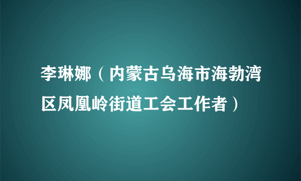 李琳娜（内蒙古乌海市海勃湾区凤凰岭街道工会工作者）