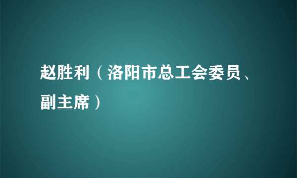 赵胜利（洛阳市总工会委员、副主席）