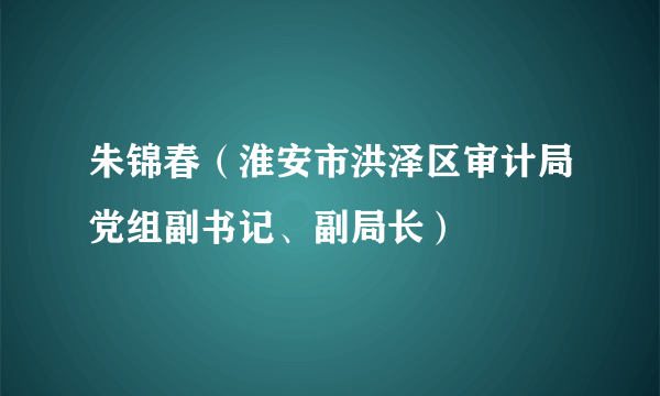 朱锦春（淮安市洪泽区审计局党组副书记、副局长）