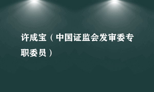 许成宝（中国证监会发审委专职委员）