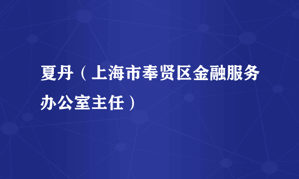 夏丹（上海市奉贤区金融服务办公室主任）