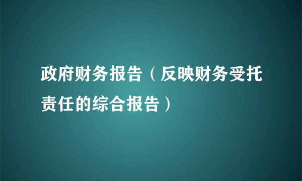 政府财务报告（反映财务受托责任的综合报告）