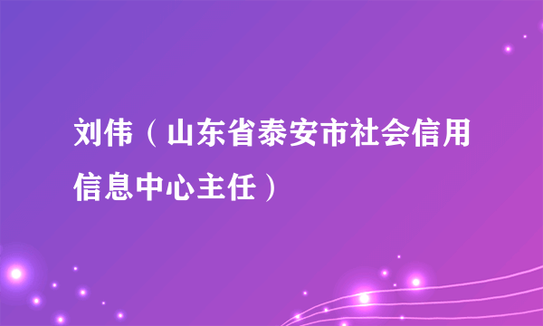 刘伟（山东省泰安市社会信用信息中心主任）