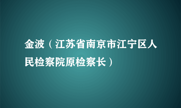 金波（江苏省南京市江宁区人民检察院原检察长）