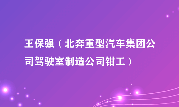 王保强（北奔重型汽车集团公司驾驶室制造公司钳工）