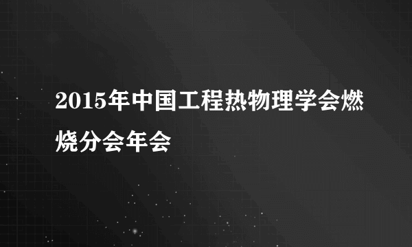 2015年中国工程热物理学会燃烧分会年会