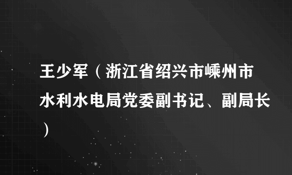 王少军（浙江省绍兴市嵊州市水利水电局党委副书记、副局长）