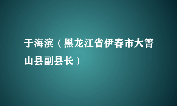 于海滨（黑龙江省伊春市大箐山县副县长）