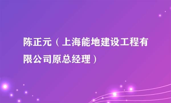 陈正元（上海能地建设工程有限公司原总经理）