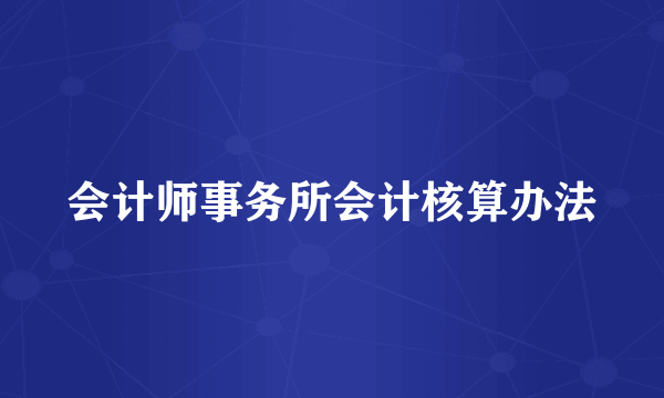 会计师事务所会计核算办法