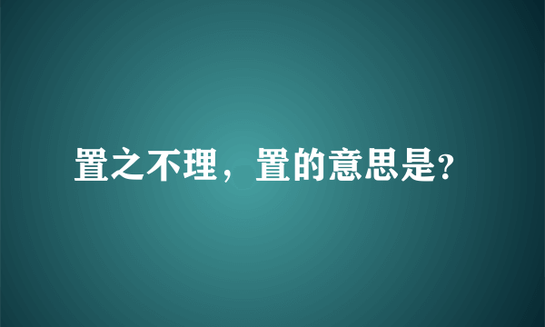 置之不理，置的意思是？