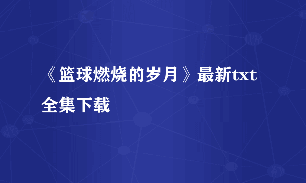 《篮球燃烧的岁月》最新txt全集下载