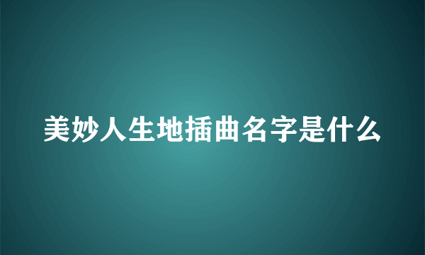 美妙人生地插曲名字是什么