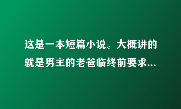 这是一本短篇小说。大概讲的就是男主的老爸临终前要求男主娶女主，但是男主可能觉得自己被安排很不满，所