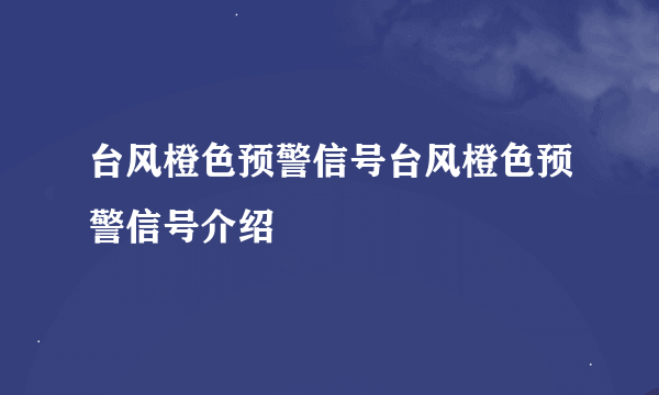 台风橙色预警信号台风橙色预警信号介绍