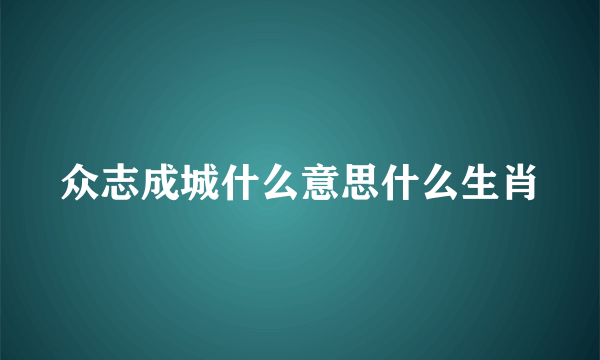 众志成城什么意思什么生肖