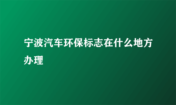 宁波汽车环保标志在什么地方办理