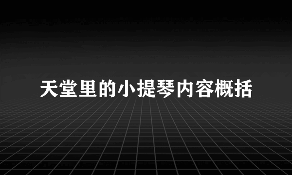 天堂里的小提琴内容概括