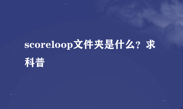 scoreloop文件夹是什么？求科普