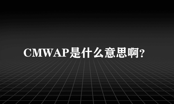 CMWAP是什么意思啊？