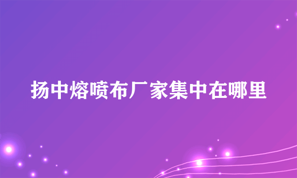 扬中熔喷布厂家集中在哪里