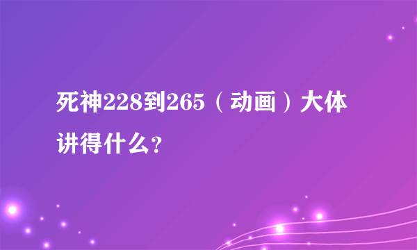 死神228到265（动画）大体讲得什么？